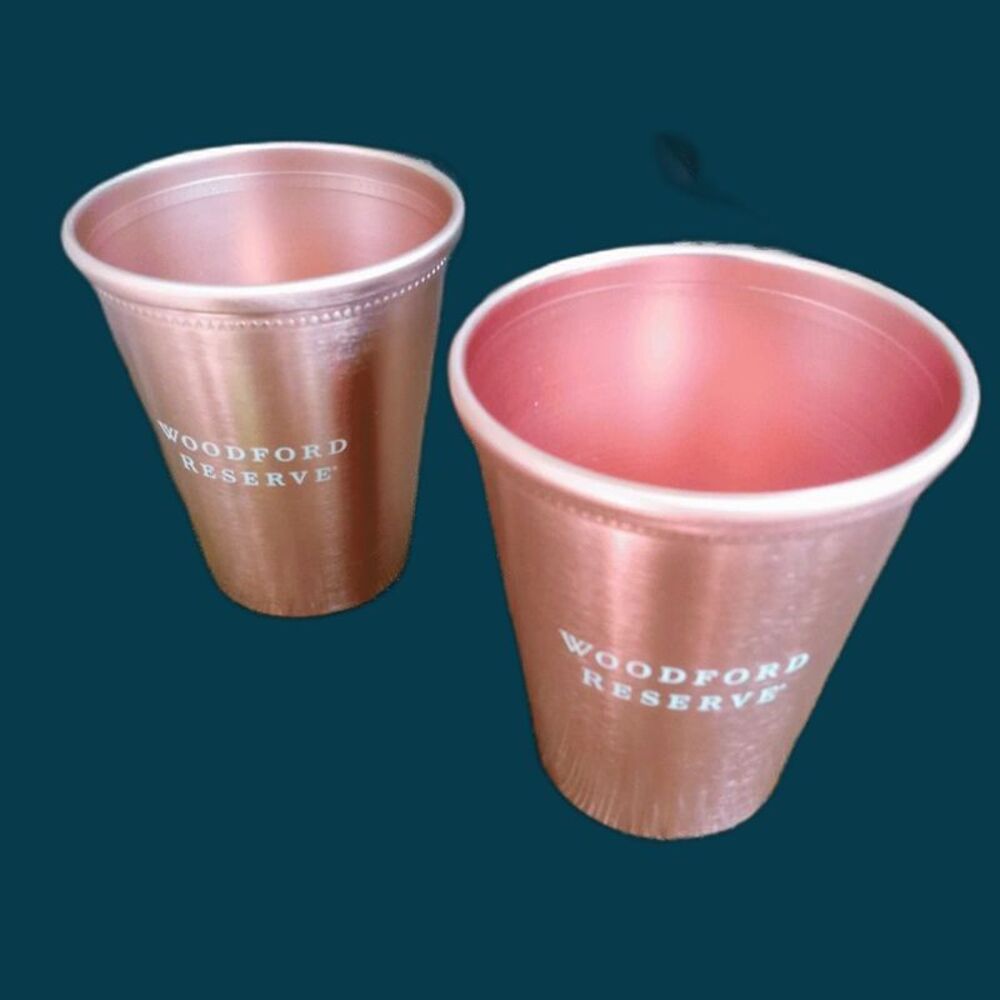 Copper Cups 2, Woodward Reserve 8oz, Embossed Rim Mugs, Unused